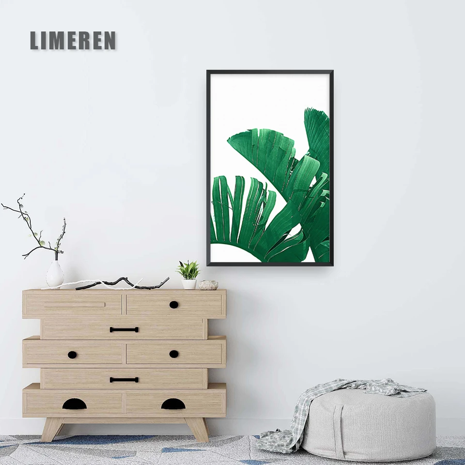 Скандинавский зеленый лист растение холст настенное Искусство Плакат