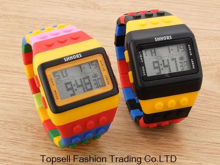 1 шт. светодио дный часы Coloful в полоску унисекс новые спортивные Shhors радуга