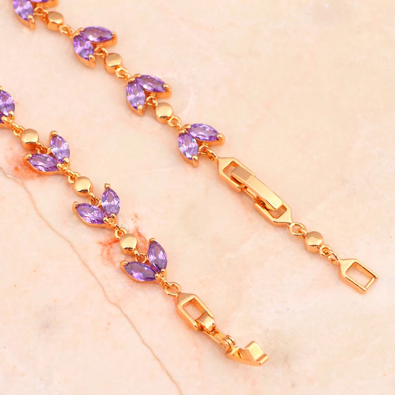 Женский браслет с фиолетовым кристаллом ювелирное изделие без никеля и свинца из