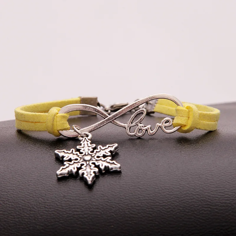 Популярные Модные женские ювелирные изделия древнее серебро снежинка Infinity Love charm