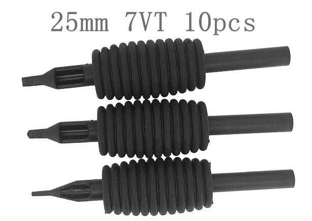 

YILONG 10Pcs 7VT Disposable Non-slip Silicon Tattoo Grip Tube Round Tip Top Quality 25mm