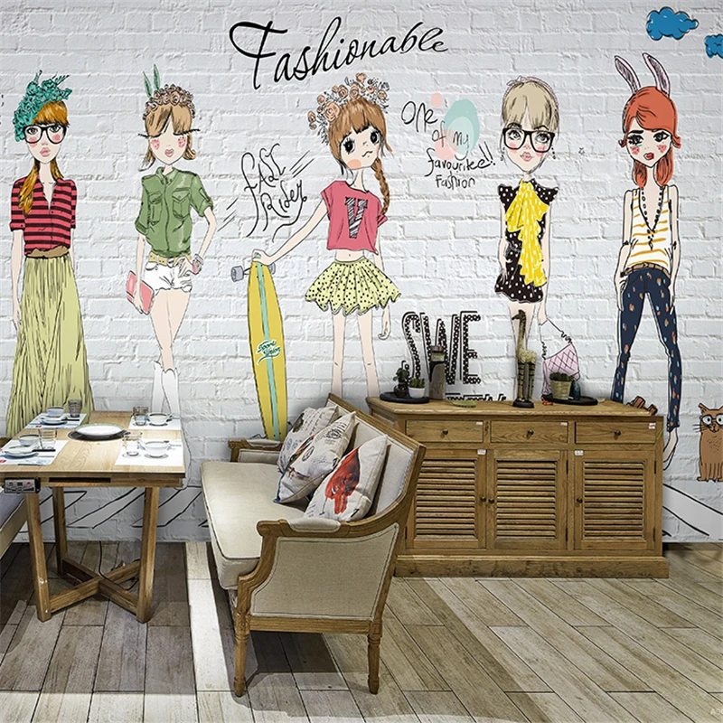 Beibehang Бесплатная доставка Массив дерева белый кирпич модные обои для девушек