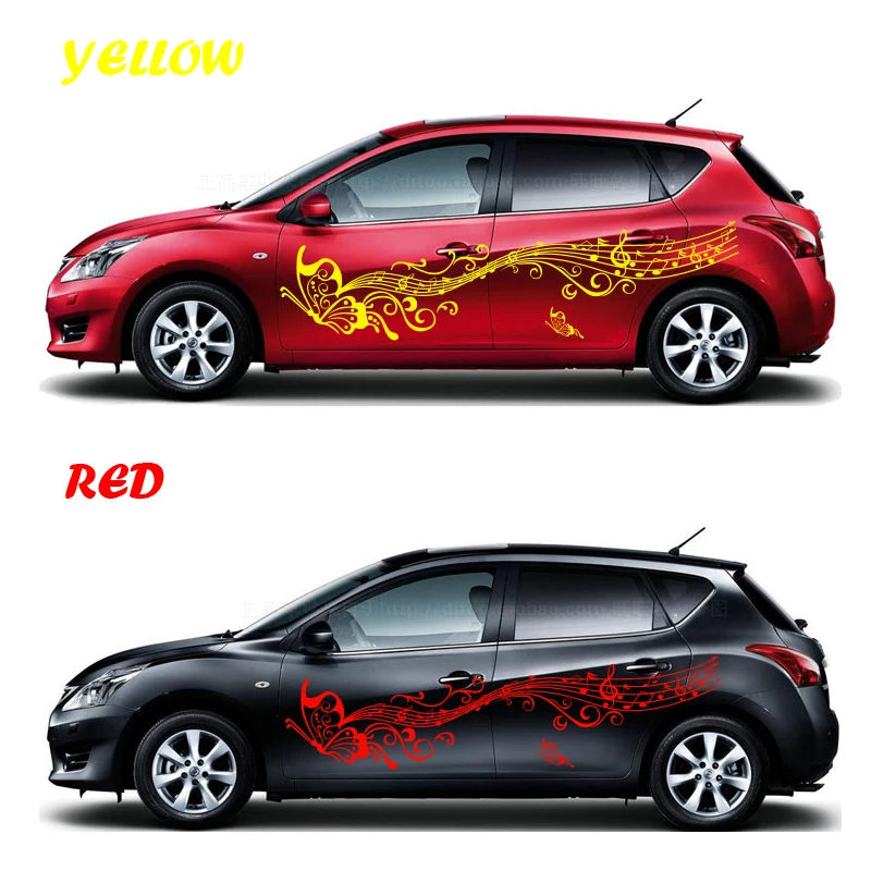 

180cm Car Sticker Styling Butterflies Music Score Notes Decal Whole Body Vinyl Decor Car Body Covers Auto Accessories