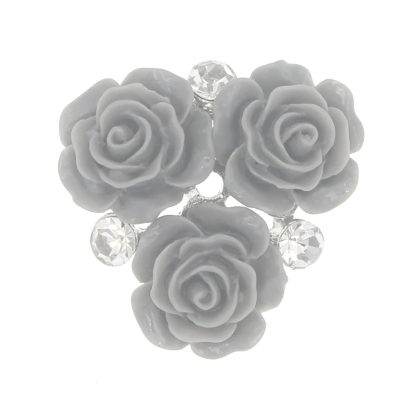 Grey flower 10 шт. 28 мм Стразы в виде цветов, пуговицы из смолы, розовая кнопка, камни и кристаллы, ювелирные изделия, Пришивные акриловые драгоценные камни, аппликация из страз - Цвет: Grey flower
