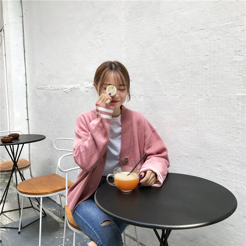 Eleindole модные женские туфли Кардиган Трикотаж с длинным рукавом свободные дамы