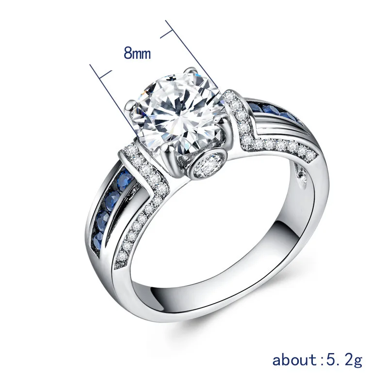 Классические блестящие кольца Visisap круглое циркониевое кольцо для женщин и