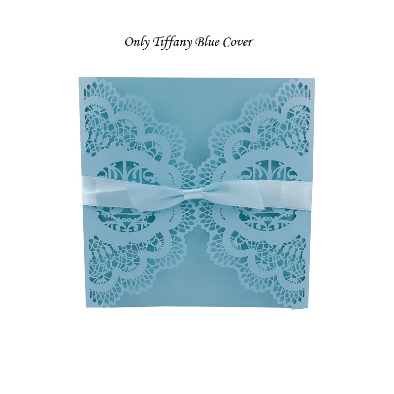 Only Tiffany Cover 1 шт. элегантная квадратная открытая Свадебная пригласительная открытка с лазерной огранкой для влюбленных птиц с лентой, индивидуальный Свадебный декор, вечерние принадлежности - Цвет: Only Tiffany Cover