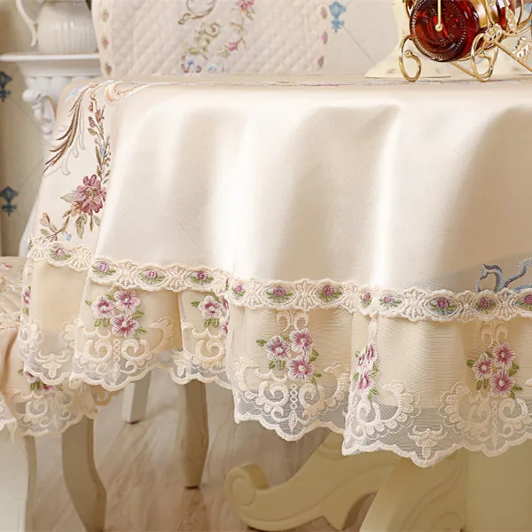 Beige Proud Rose, европейская круглая скатерть для стола стула, подушка, большой размер, покрытие, ткань, кружево, прикроватный столик, покрытие для стола, чехлы для стола, украшение дома - Цвет: Beige