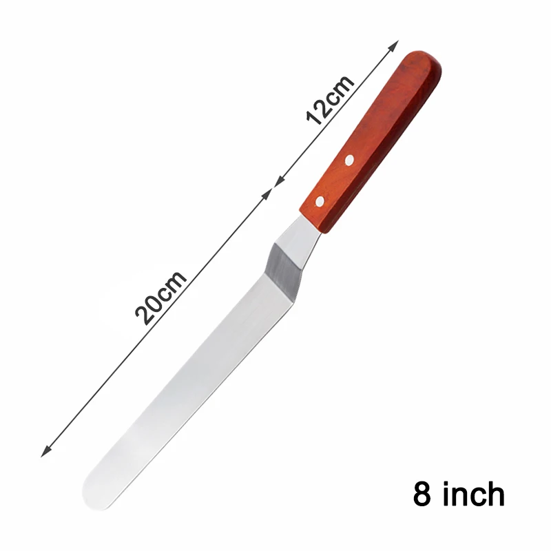 8 inch bending MOSEKO 6/8/10 дюймов Нержавеющая сталь масляный торт для крема шпатель для торта-Fondant(сахарная) Формы для выпечки торта DIY инструмент для украшения - Цвет: 8 inch bending