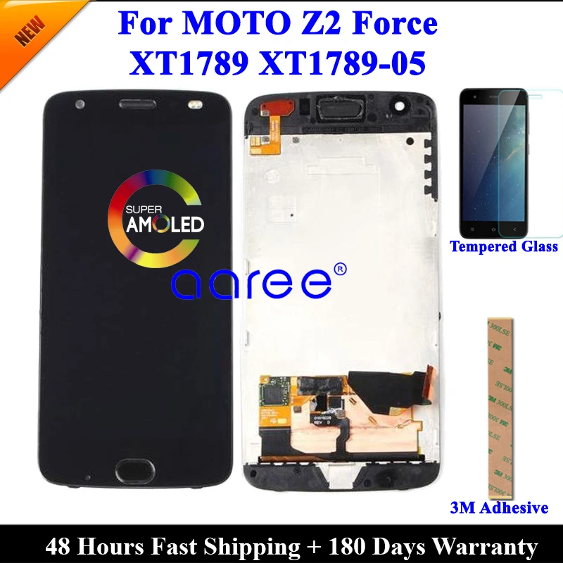 Протестированный ЖК экран для Moto Z2 Force дисплей XT1789 с сенсорным дигитайзером в