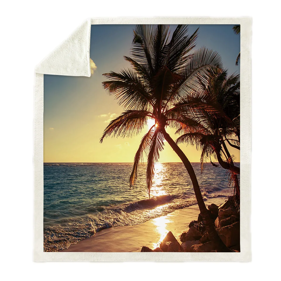 

Dream NS hot sale blanket Air conditioner is thick double-layer plush 3D digital printing blanket beach series factory wholesale