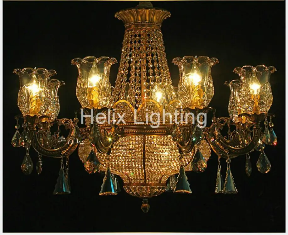 Хрустальная люстра из латуни с бронзовой отделкой 6 л/8 л|crystal chandelier lamp|colorful crystal