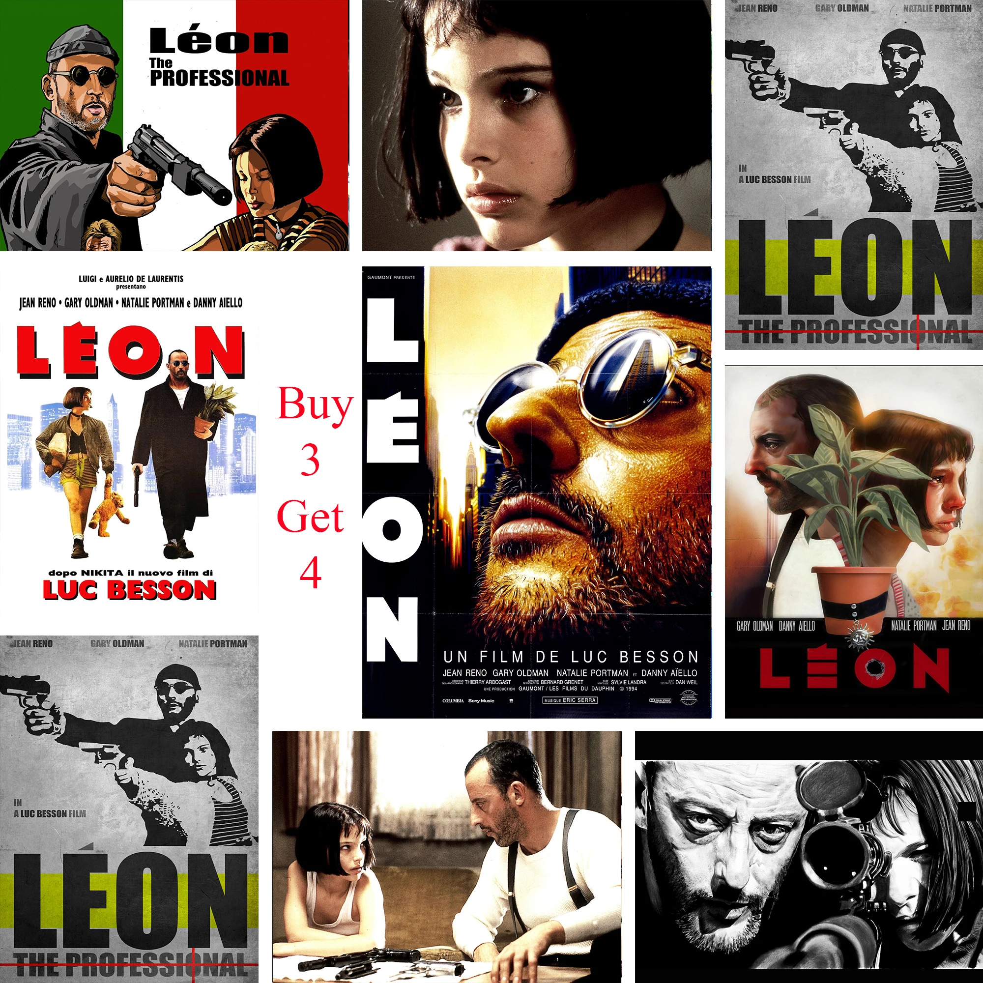 LEON The Prefessional постеры классическое кино стикеры Настенные с белым покрытием