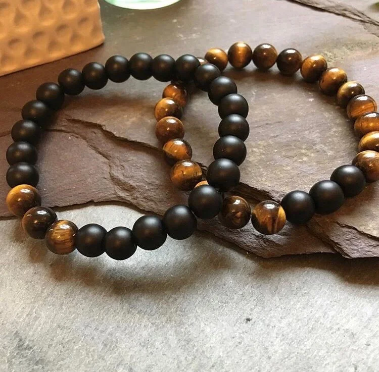 Мужской браслет Tigereye черный матовый для рукоделия 8 мм 2018|bracelets for|men charm braceletscharm