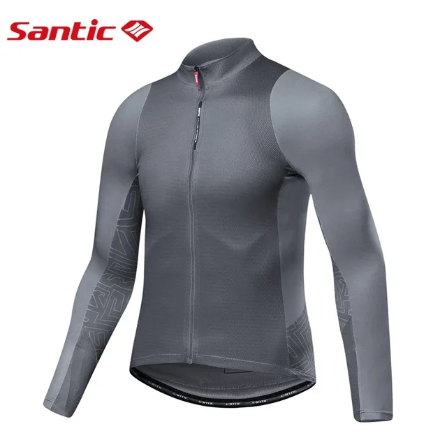 gray Santic осень зима Pro майки для велоспорта MTB горные дышащий Топ с длинным рукавом Джерси Горный Велосипед Одежда Майо Ciclismo - Цвет: gray