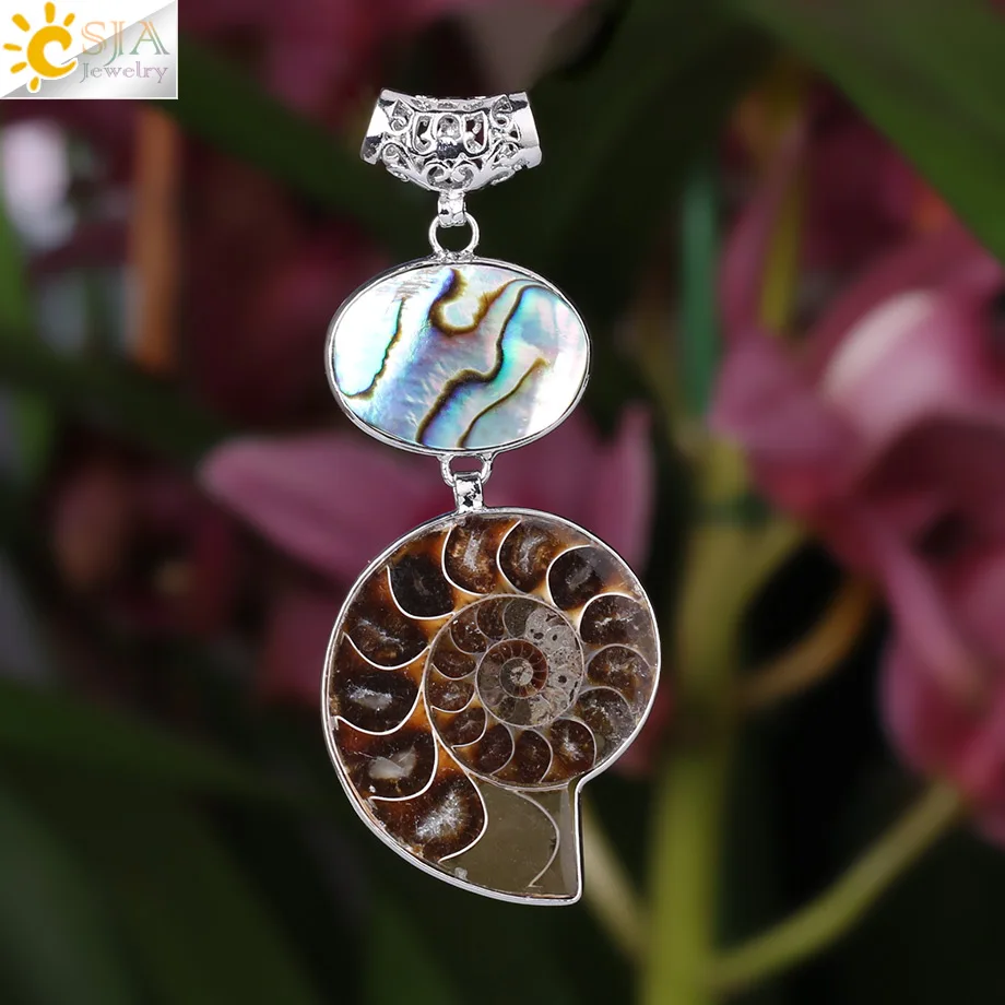 Натуральный абаллоновый кулон CSJA подвеска в виде ракушки с окаменелостями для
