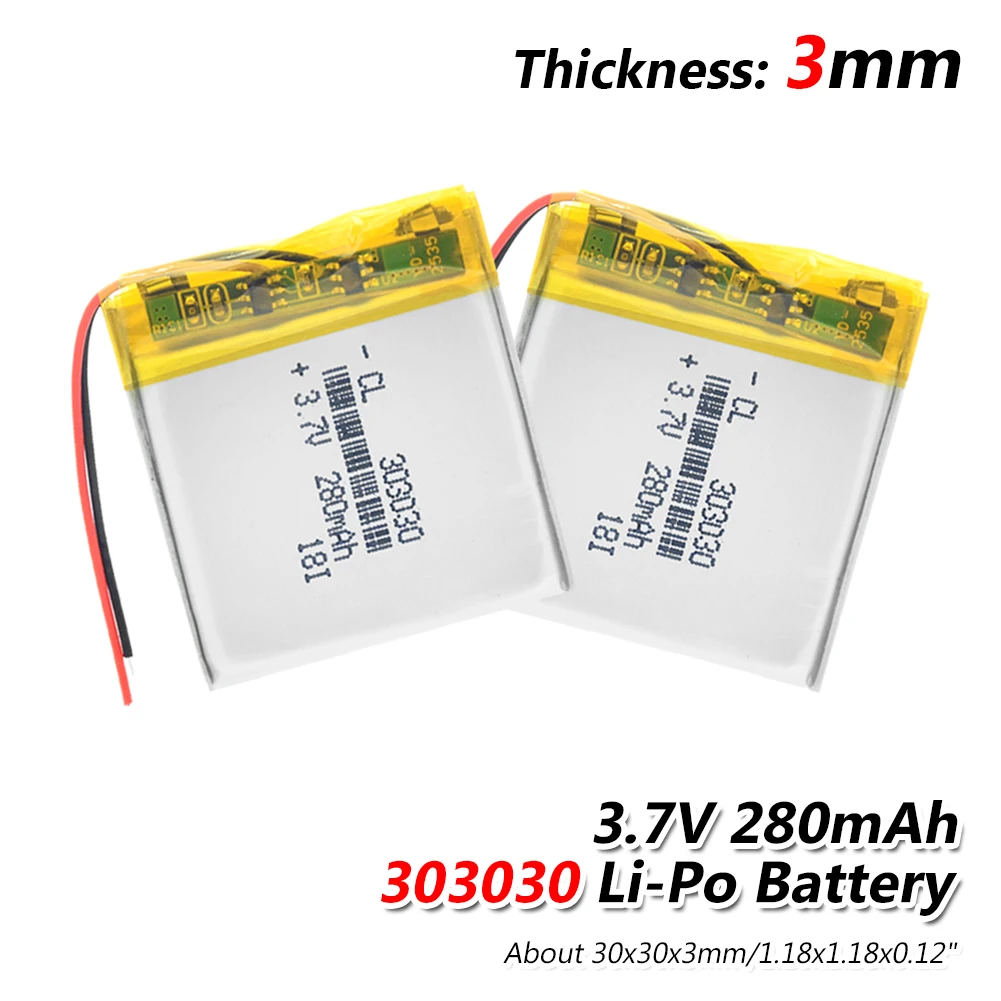 1/2/4 шт. 303030 литий-полимерный Батарея 280mAh Li-Po литий-полимерный Батарея замена для мини Камера радио игрушечная Беговая железная дорога