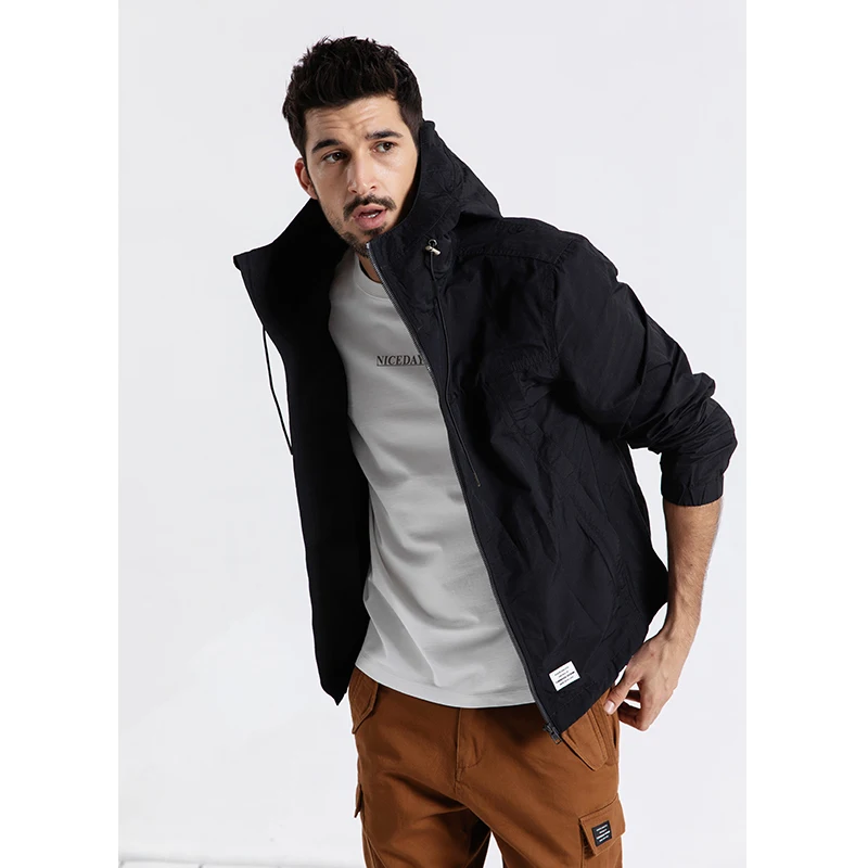 Мужская куртка в стиле сафари SIMWOOD тонкая с капюшоном модная приталенная