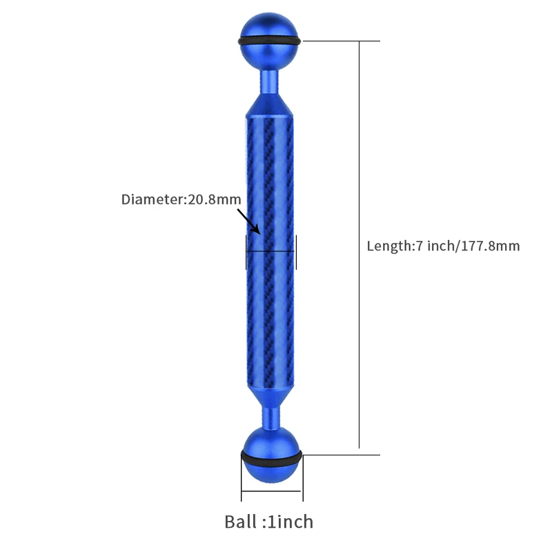 7inch Blue Дайвинг фон для фотосъемки из углеродного волокна с шаровой головкой плавучесть плавучих Arm Камера подводный набор лотков Сверхлегкий 5/6/7/8/9/10/11/12 дюймов - Цвет: 7inch Blue