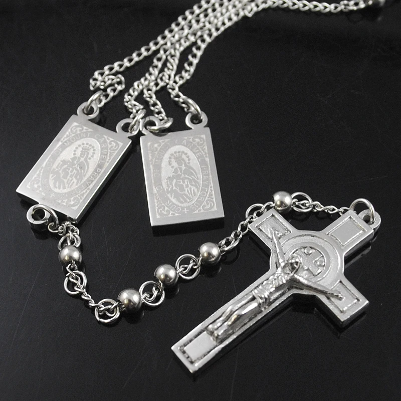 AMUMIU 4 мм * 66 см серебряный цвет Мужские четки бусы ожерелье из нержавеющей стали