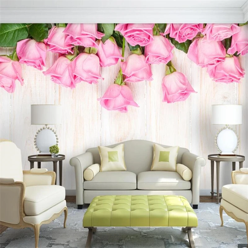 

wellyu Custom wallpaper 3D pink rose simple romantic warm TV background decorative painting living room bedroom обои wallpaper