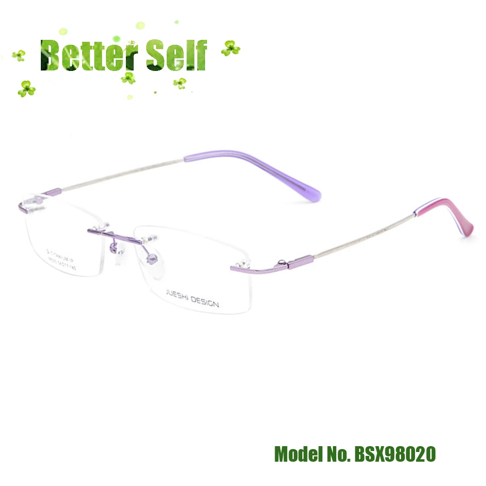 Women's Rimless Glasses Metal Light Optical Frames BSX98020 Can Do Prescription Lens Wholesale Memory Titanium Flexible Eyewear |