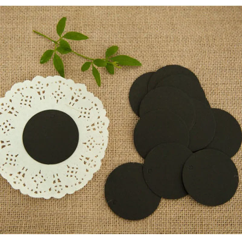 R1 5cmx5cm black Крафт-бумажная этикетка, Подарочные бирки, круглая форма, украшение для свадьбы открытка, праздничная заметка, сделай сам, пустая ценная этикетка, бирка 50 шт. с веревкой для 5 лет - Цвет: R1 5cmx5cm black