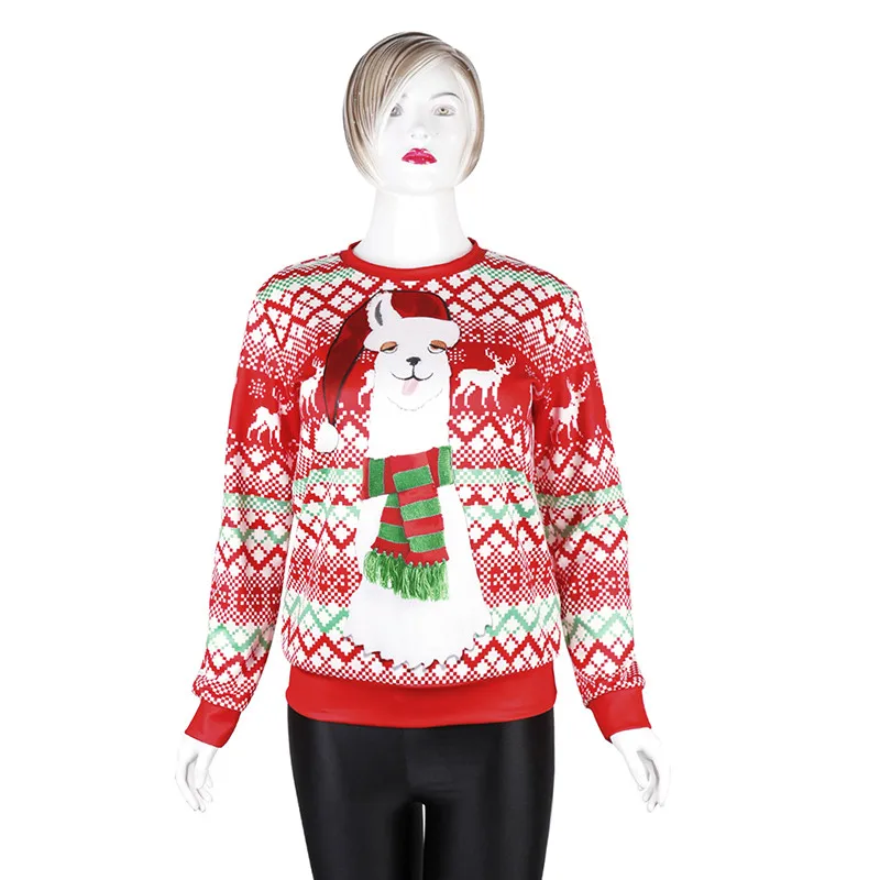 2020 Ugly Christmas Sweater Santa Claus Printed Loose Men Women Pullover Novelty Autumn Winter Tops Clothing | Женская одежда