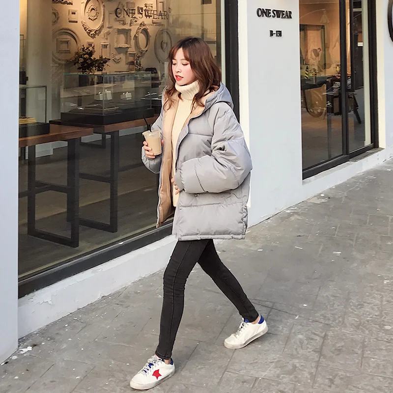 2018 зимние женские куртки для отдыха свободные с капюшоном стеганая теплая парка