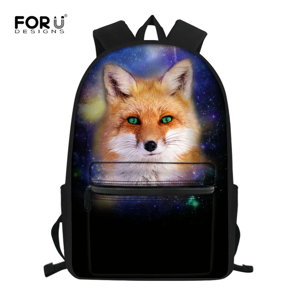 FORUDESIGNS/рюкзак с милым принтом лисы; школьные рюкзаки для подростков; рюкзак для девочек; повседневный рюкзак для путешествий; рюкзак для ноутбука; Mochila Escolar