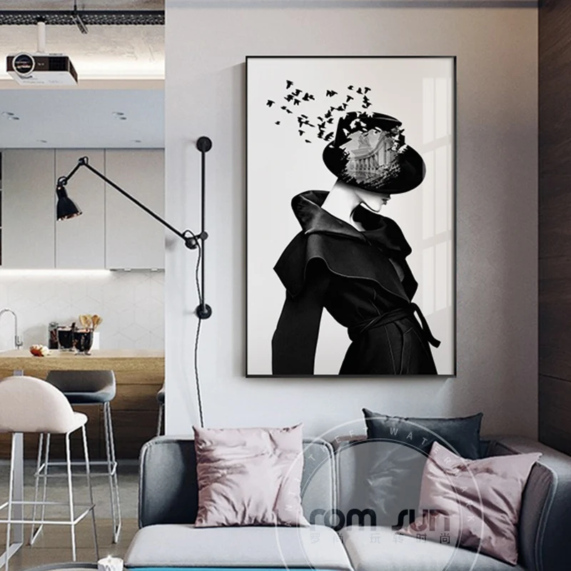 

Abstract Mystery Sexy Red Lips Lady Canvas Painting Fahion Poster Print For Living Room Bedroom Artistic Wall Art Picture Decor