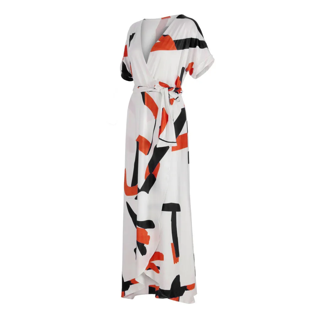 Сексуальное летнее платье с открытой спиной и цветочным принтом женское пляжное