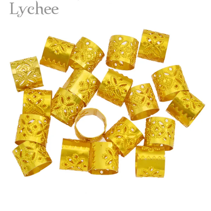 Lychee 20 шт модные алюминиевые дреды бисер смешанный цвет полые волосы оплетка