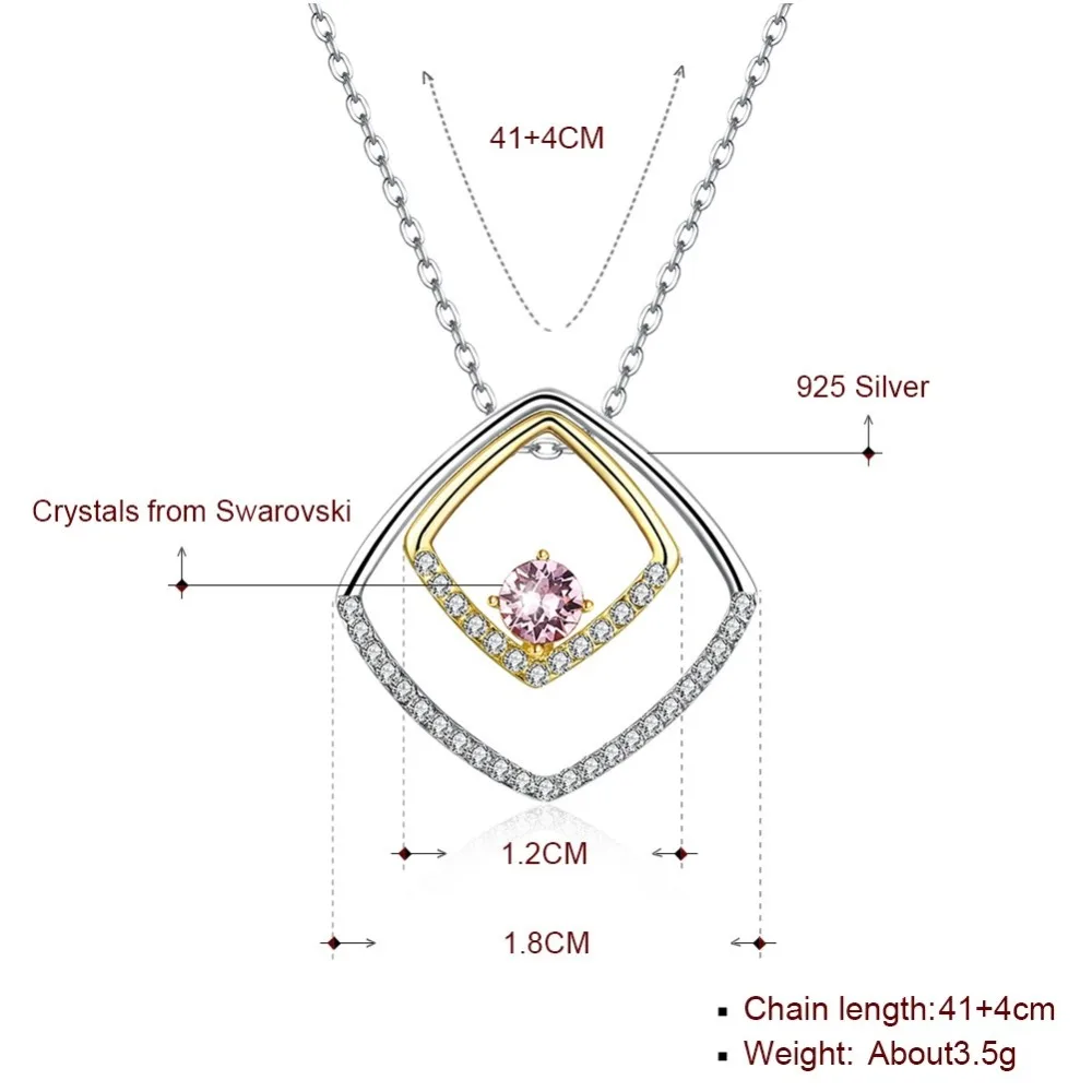 Ожерелье с кристаллами от Swarovski LEKANI колье подвеской в виде ромба 925 пробы