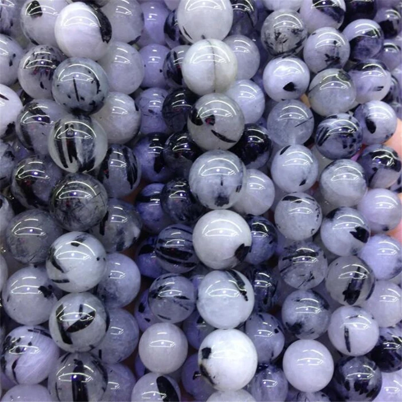 Round black Hair Crystal Beads For Jewelry Making Bracelet Material Stone 6/8/10 /12 mm Strand 15'' | Украшения и