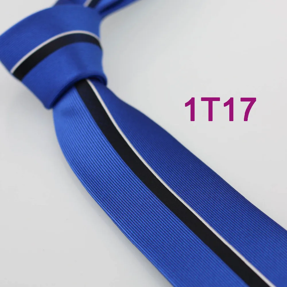 Галстук YIBEI Coachella Ties SKINNY цвета королевской сини с узором Jacquard SLIM Cravatta, узкие белые и черные вертикальные полосы.