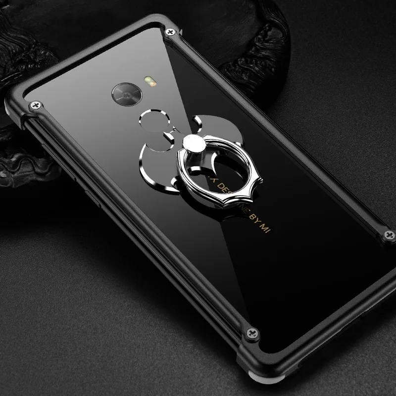 Black With Holder Oatsbasf Алюминиевый металлический бампер чехол для Xiaomi Mi Mix 2 Роскошная подушка безопасности Защита от падения жесткий чехол сумка для Xiaomi Mi Mix 2 - Цвет: Black With Holder