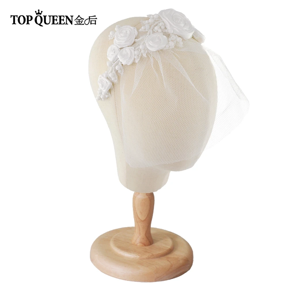 TOPQUEEN H323-W-WS шляпа с вуалью наголовный обруч свадебное платье с цветочным узором и повязка на голову свадебная диадема головные уборы, Свадебные прически Аксессуары