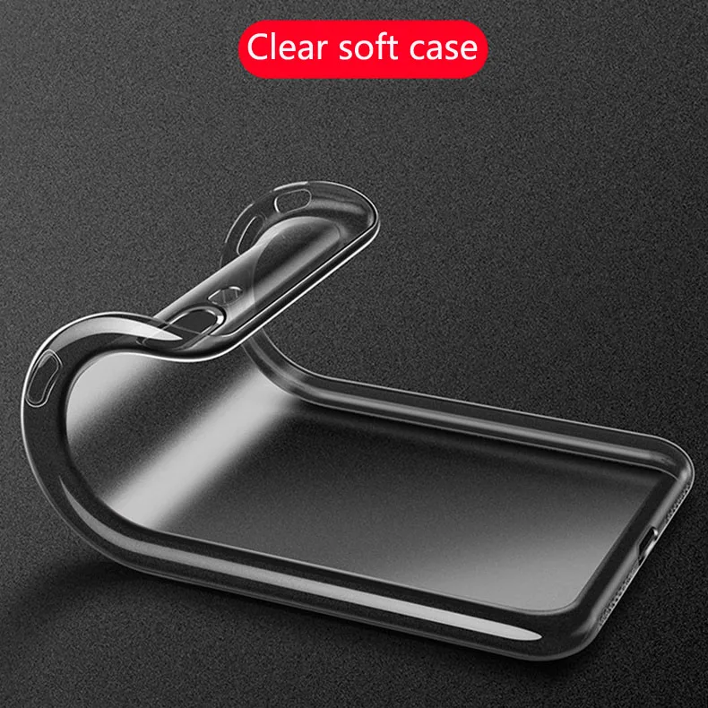 clear Чехол SUREHIN для iphone X XS MAX XR 8 7 6S plus 11 Pro TPU Мягкий силиконовый чехол защитный прозрачный чехол для iphone xs чехол - Цвет: clear