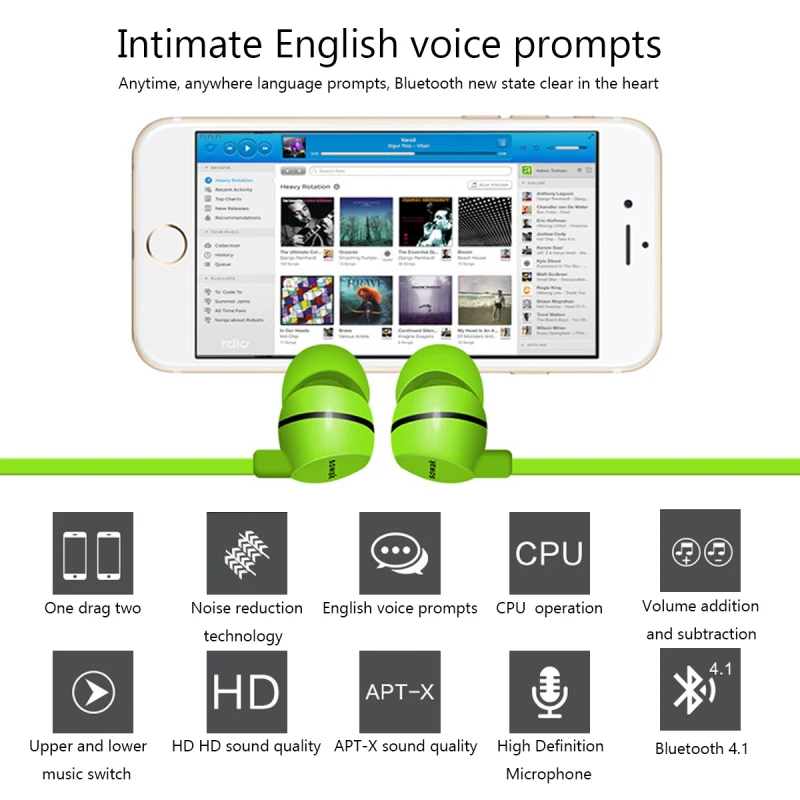 Новый H3 Bluetooth наушники для спорта бега Беспроводной наушников Мини V4.1 стерео Бас