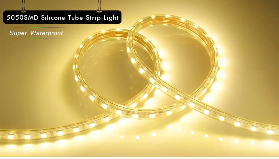 1 м-25 м RGB Светодиодная лента светильник 220 В 5050 SMD Водонепроницаемая садовая уличная лампа для сказочной рождественской елки вечерние ленты для украшения свадьбы