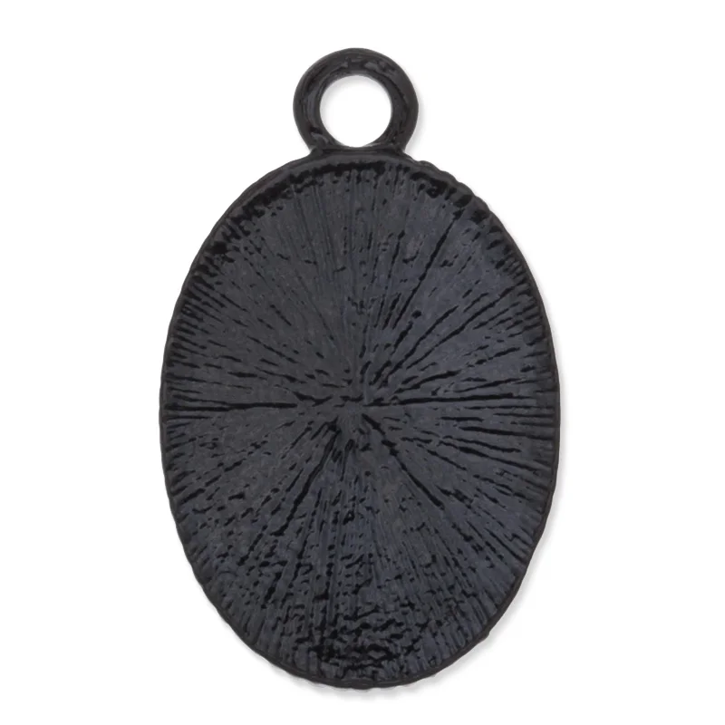 Черная Овальная металлическая подвеска заготовка камея кабошон 18*13 рамка основа