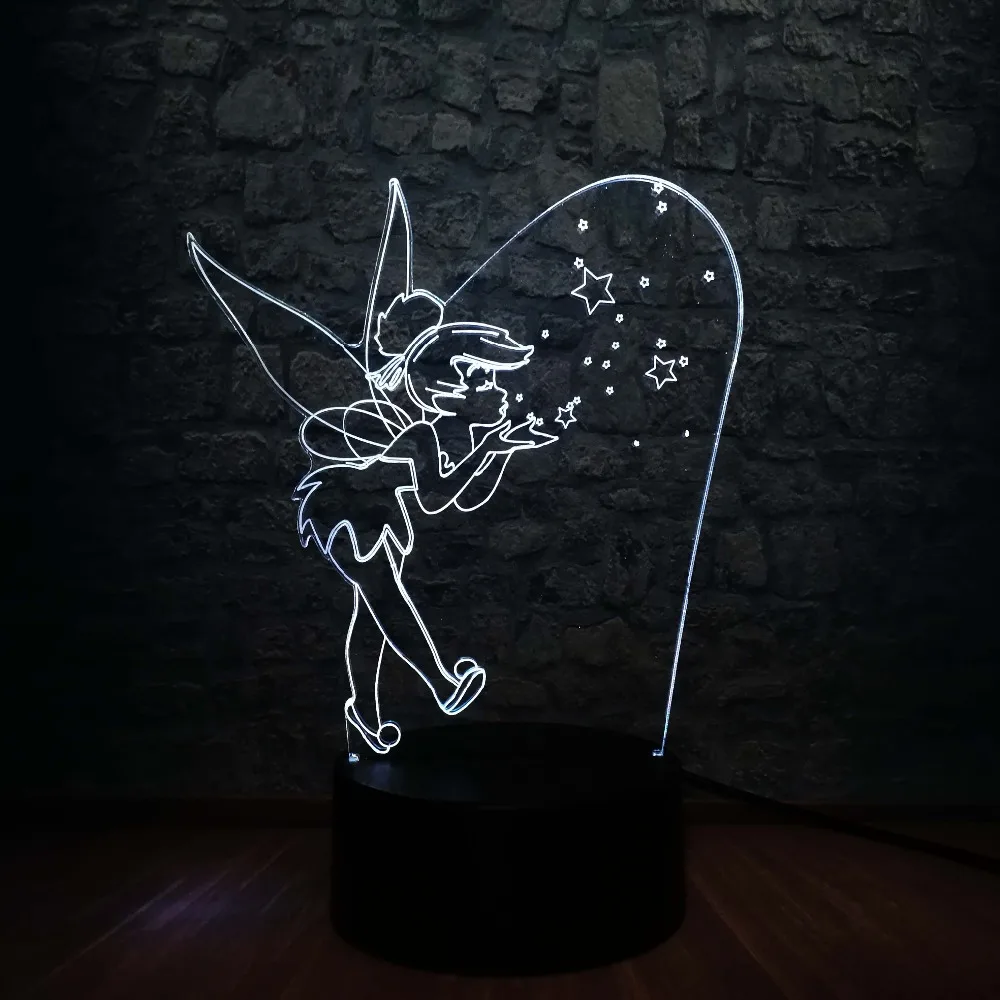 Дропшиппинг 3D светодиодный светильник Микки Минни Маус Дональд Дак Дейзи Тинкер Белл 7 цветов Изменение ночник украшение комнаты подарок