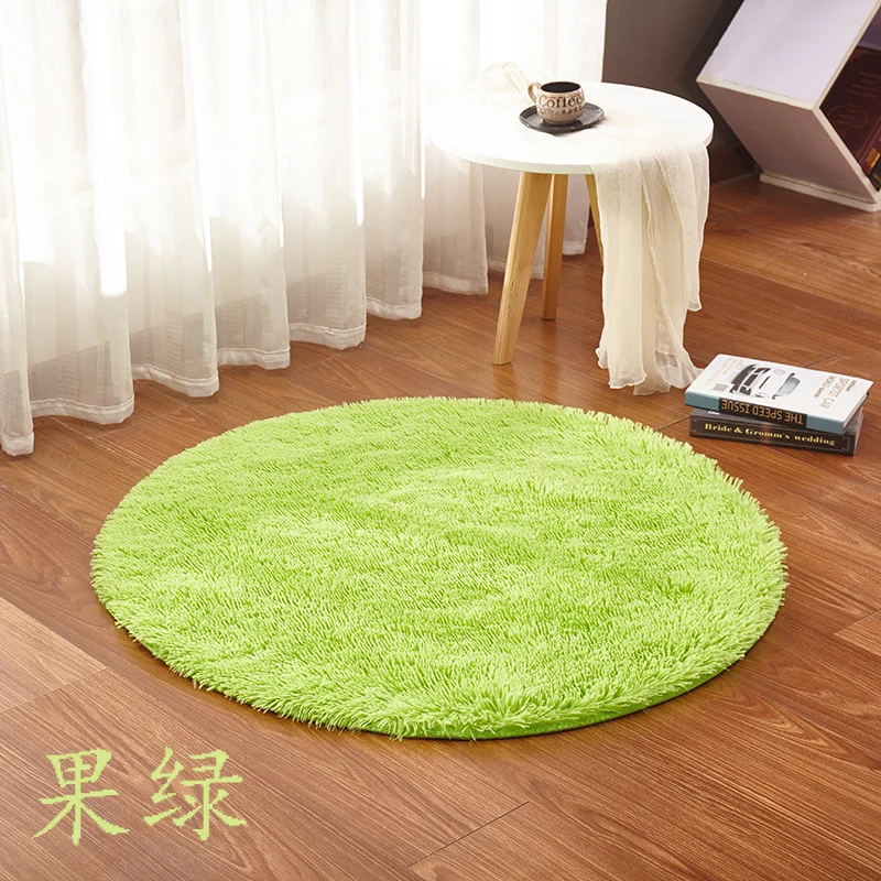 Fruit green Цветные коврики для гостиной, круглые устойчивые коврики, мягкий ковер, толстый Противоскользящий коврик, украшение для спальни, однотонный цвет - Цвет: Fruit green