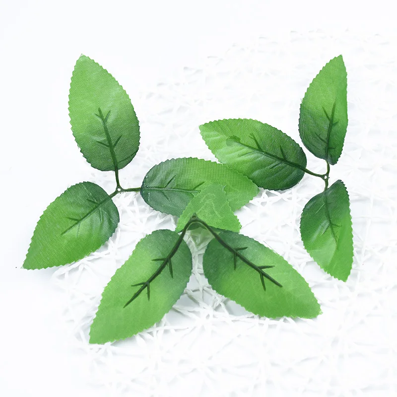 green leaf Шелковые розы, Зеленый лист, Рождественский Декор для дома, свадьбы, сделай сам, искусственные цветы для скрапбукинга, искусственные растения, листья, брошь невесты - Цвет: green leaf