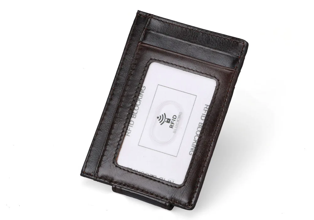 Анти Rfid Блокировка натуральная кожа зажим для денег бумажник тонкий магнит кошелек для денег