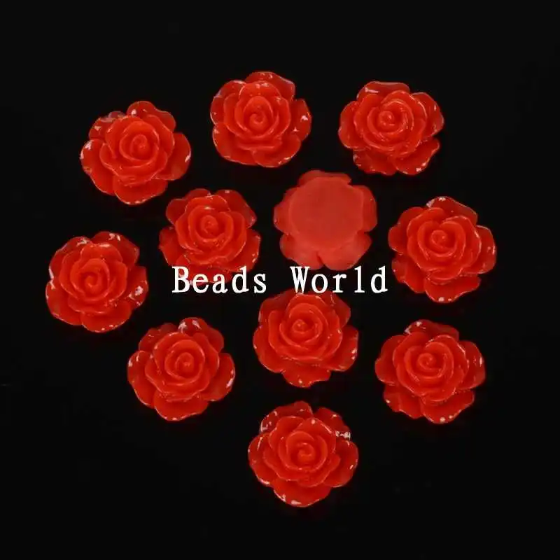 100 шт. Красная роза цветок смолы кабошоны для скрапбукинга украшения