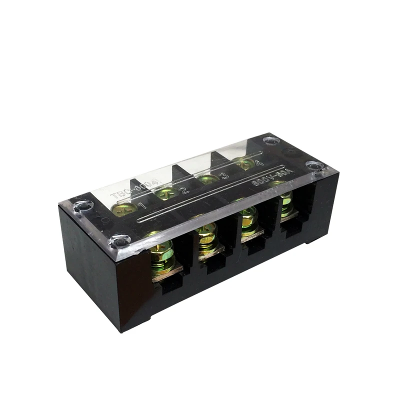 TB-6004 клеммный блок ряд TB серии 60A 600V 4P Соединительная пластина с выступом фиксированный Крытый терминал с винтовым барьером TBC-604/TC-604