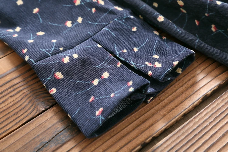 Темно-синее желтая вишня платье с принтом 2018 новые женские длинные рукава