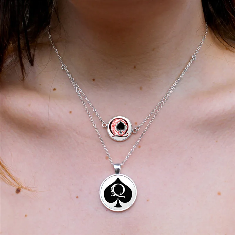 Высококачественное женское ожерелье и подвеска с изображением пик покера модное